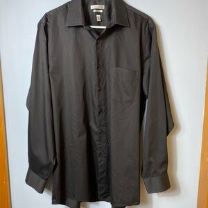 Van Heusen Sateen Black Long Sleeve Dress Shirt